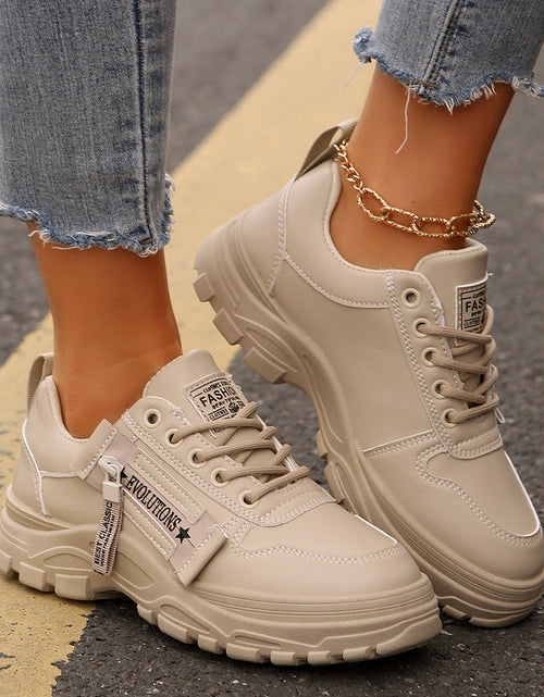 Load image into Gallery viewer, Women’s Lace‑Up Side‑Zipper Sports Sneakers
