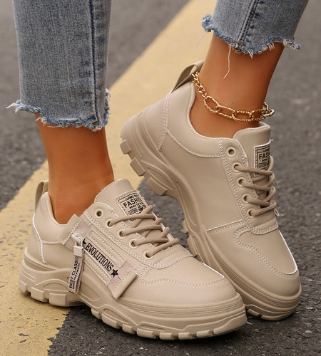 Women’s Lace‑Up Side‑Zipper Sports Sneakers