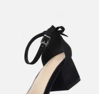 Load image into Gallery viewer, Suede Bow Peep-Toe Heels with Chunky Mid Heels
