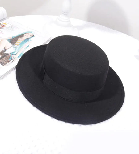 Flat Top Retro British Big Brim Fedora Hat