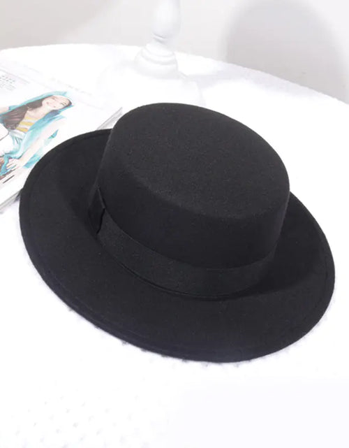Load image into Gallery viewer, Flat Top Retro British Big Brim Fedora Hat
