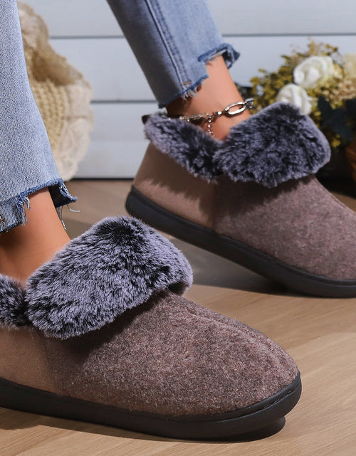 Load image into Gallery viewer, Women’s Felt-Fur Collar Indoor Winter Shoes | Cozy Slip-Ons
