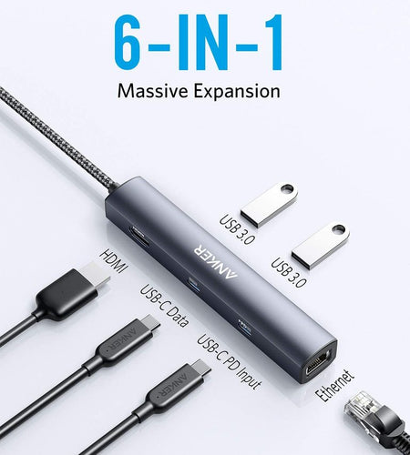 Anker <b>543</b> USB-C Hub (6-in-1, Slim)