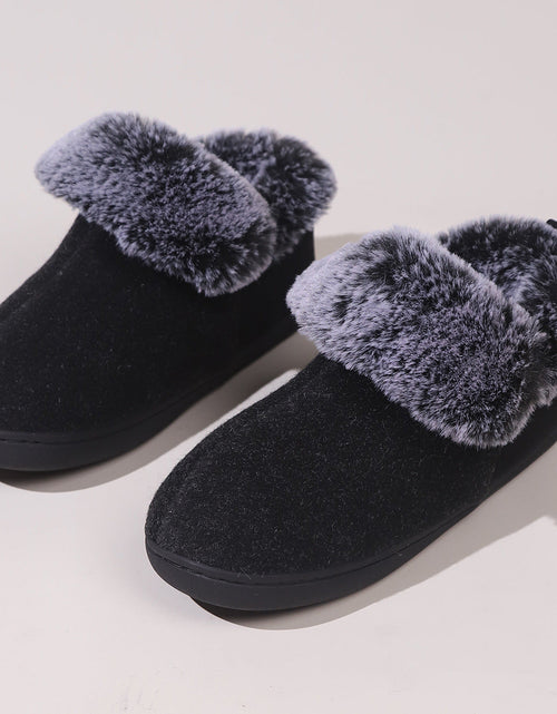 Load image into Gallery viewer, Women’s Felt-Fur Collar Indoor Winter Shoes | Cozy Slip-Ons
