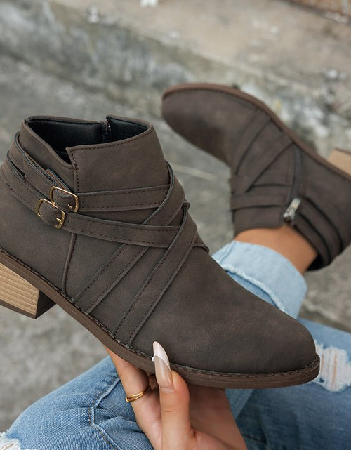 Load image into Gallery viewer, Women’s Retro High-Heel Ankle Boots – Chic Suede Single Boots
