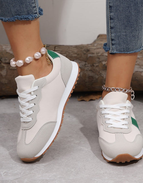 Load image into Gallery viewer, Women’s Round Toe Lace-Up Sneakers – Casual Thick Sole Height-Enhancing Shoes
