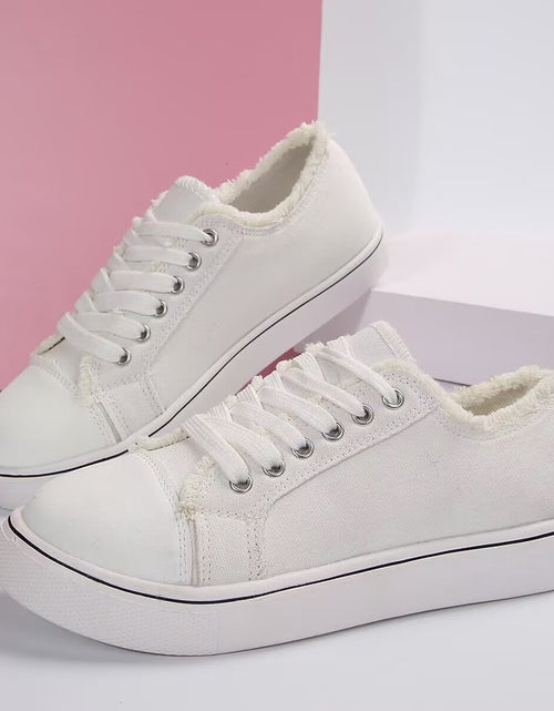 Load image into Gallery viewer, Women's Lace-Up Canvas Sneakers – Lightweight Flat Low-Top
