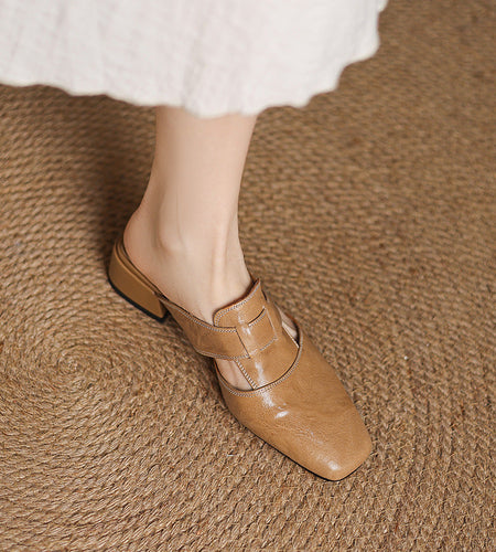 Retro Closed Toe Half Slippers