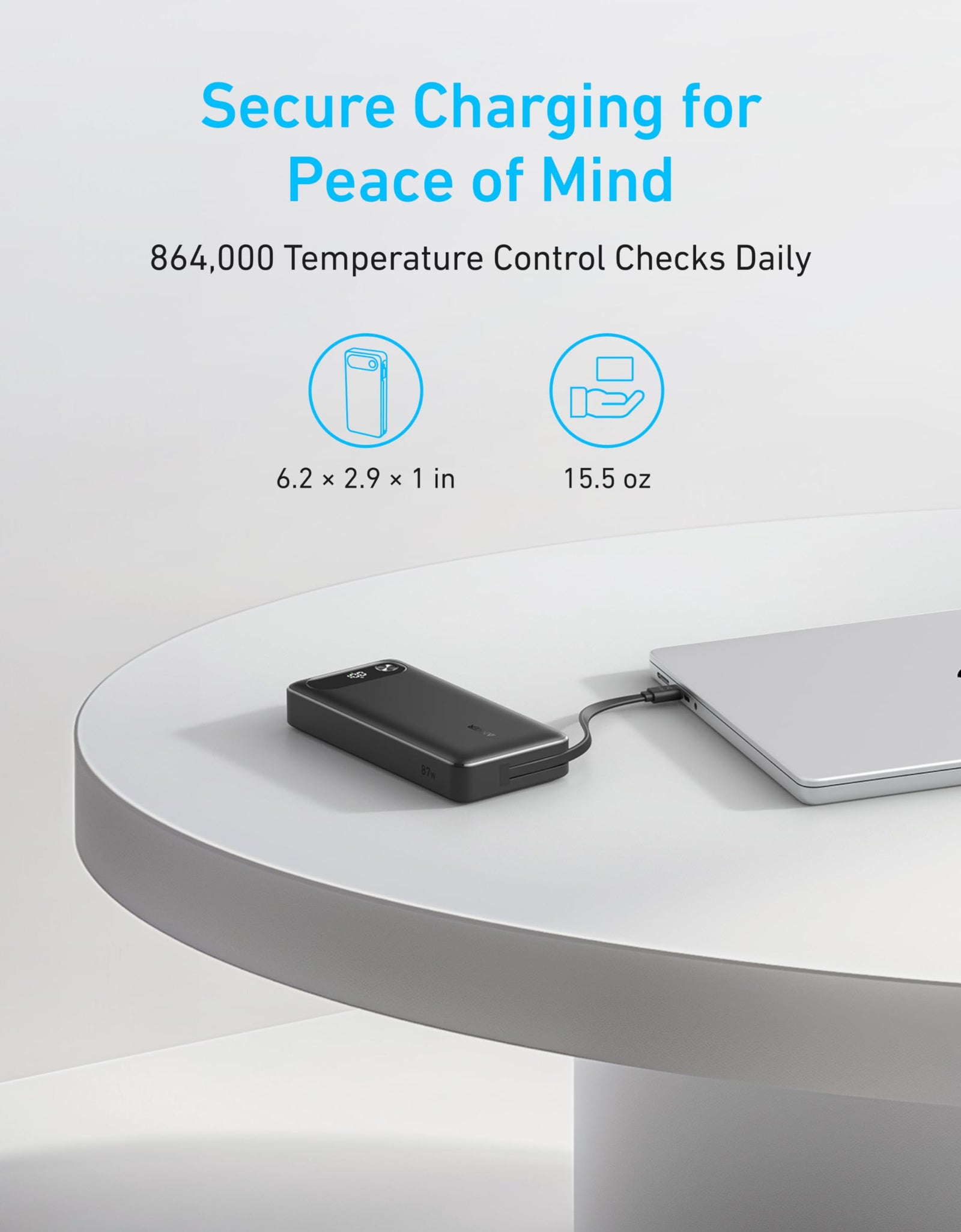 Anker Power Bank (20K, 87W, Built-In USB-C Cable)