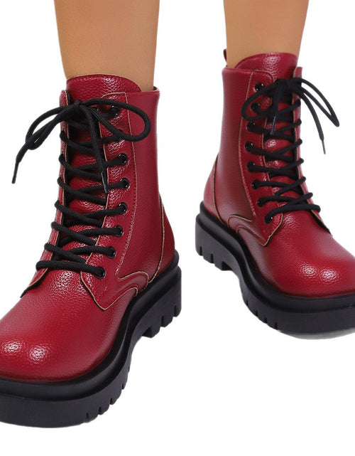Load image into Gallery viewer, Women’s Plus Size Chunky Sole Lace-Up Ankle Boots
