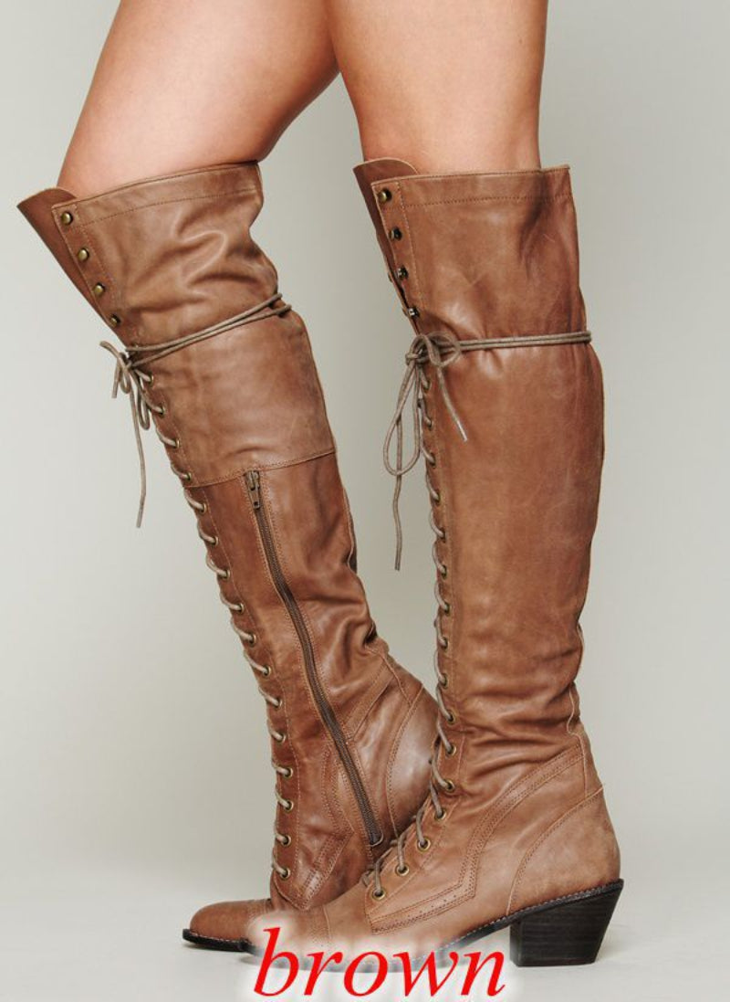 Women’s Over-the-Knee Boots – Round Toe Stylish Tall Winter Boots