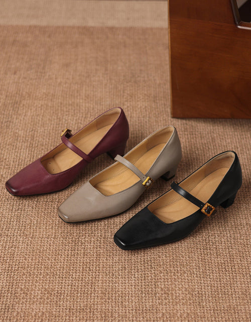Load image into Gallery viewer, Mid-Heel Pumps - Full-Grain Leather Women's Classic Slip-On Court Shoes
