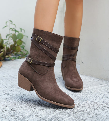 Women’s Low‑Cut Vintage Style Cotton Boots – Retro Ankle Booties