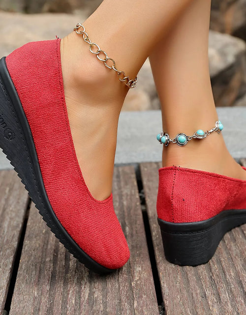 Load image into Gallery viewer, Wedge Heel Slip-On Loafers
