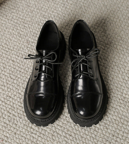 Women’s Solid-Color Retro Slip-On Platform Shoes