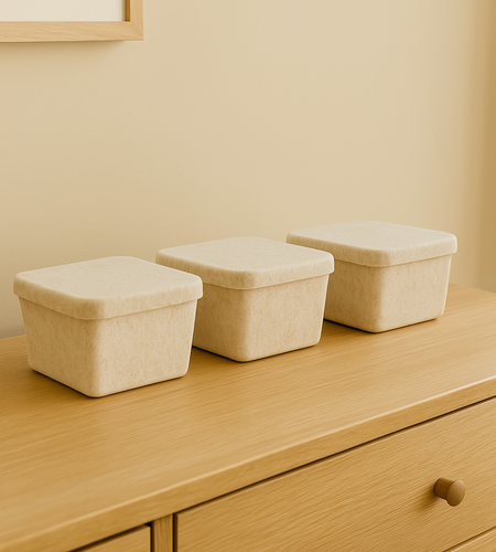 The Sculpted Bin - Petite with Lid | Set of 3
