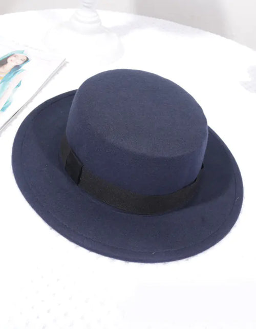 Load image into Gallery viewer, Flat Top Retro British Big Brim Fedora Hat
