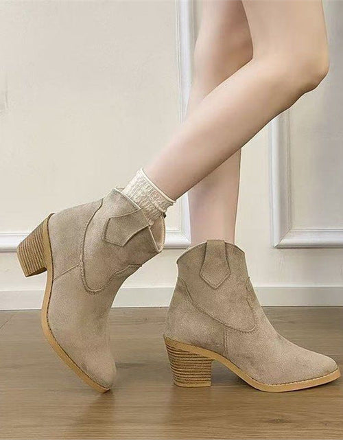 Load image into Gallery viewer, Women’s Retro Sock Cuff Booties – Stylish Ankle Boots with Stretch Cuff
