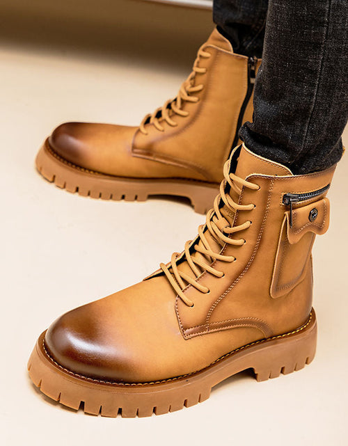 Load image into Gallery viewer, Leather High-Top Martin Boots
