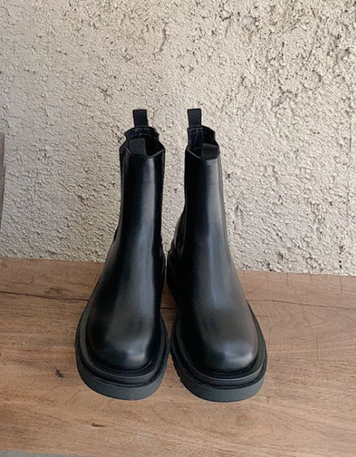 Load image into Gallery viewer, Women’s British-Style Mid-Calf Thick-Soled Leather Boots
