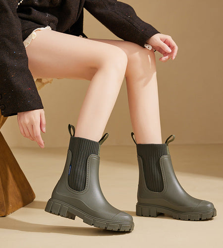 Women’s Waterproof Height-Increasing Rain Boots