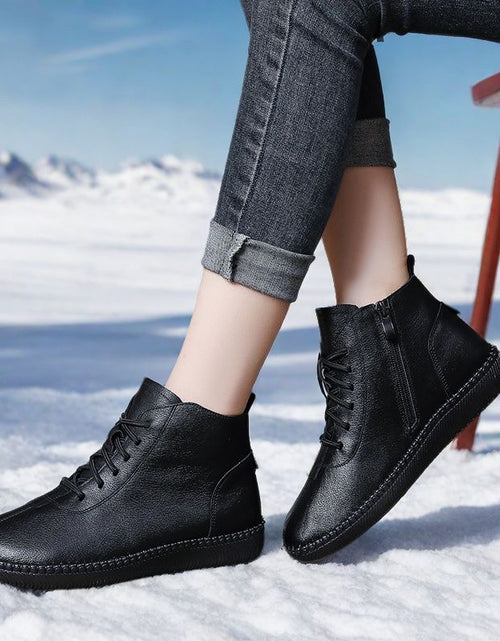 Load image into Gallery viewer, Women’s Genuine Leather Soft-Soled Flat Ankle Boots
