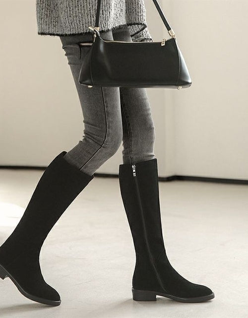 Load image into Gallery viewer, Women’s Long Martin Suede Boots | Solid Color Winter Fashion Boots
