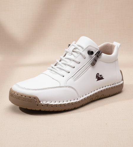 Women's Handmade Stitched Flat Shoes – Soft Sole Lace-Up Casual Flats