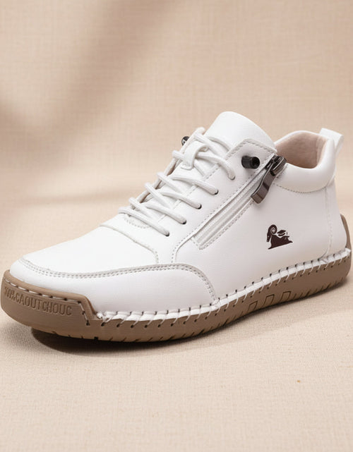 Load image into Gallery viewer, Women's Handmade Stitched Flat Shoes – Soft Sole Lace-Up Casual Flats
