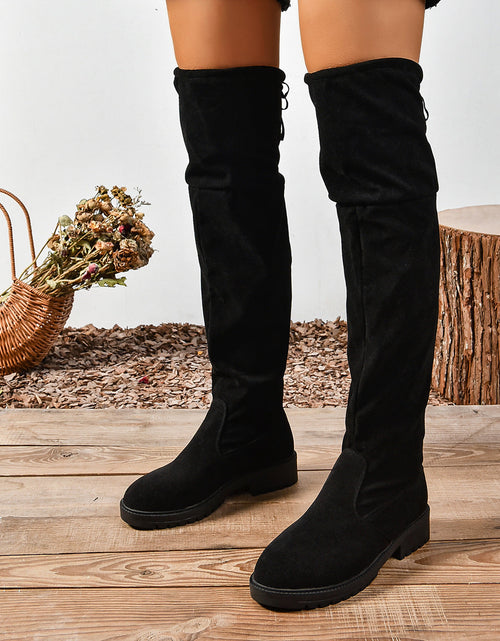 Load image into Gallery viewer, Women’s Elastic Knee-High Boots – Thick Sole Solid Color Fashion Boots
