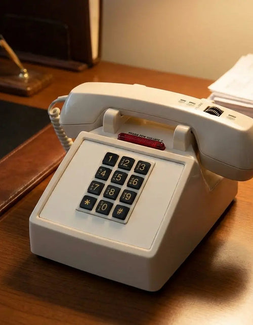 Load image into Gallery viewer, Med-Pat D2600C Retro Corded Desk Phone – Beige Analog Landline with Volume &amp; Hearing Aid Support
