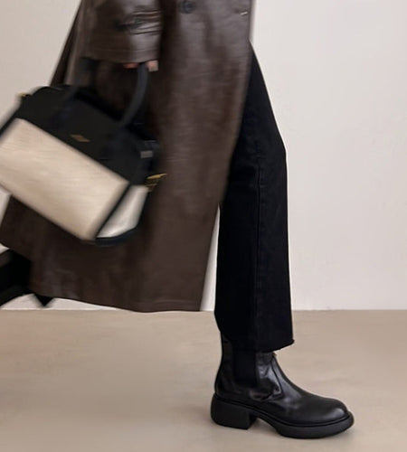 Women’s British-Style Chunky Heel Ankle Boots – Dr. Style Leather Booties for Fall & Winter