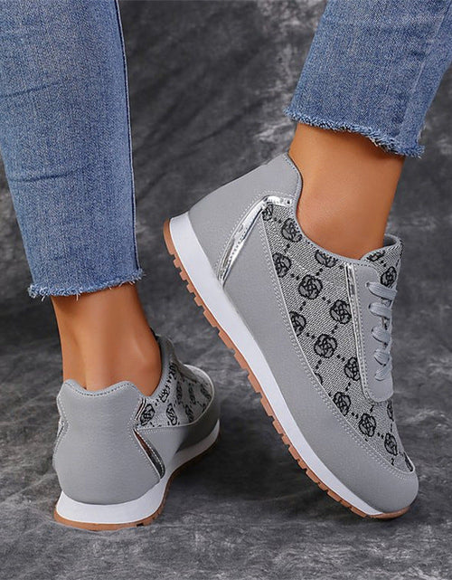 Load image into Gallery viewer, Floral Print Lace-Up Sneakers – Comfortable Canvas Shoes

