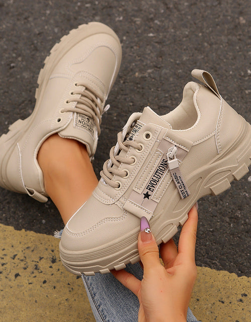 Load image into Gallery viewer, Women’s Lace‑Up Side‑Zipper Sports Sneakers
