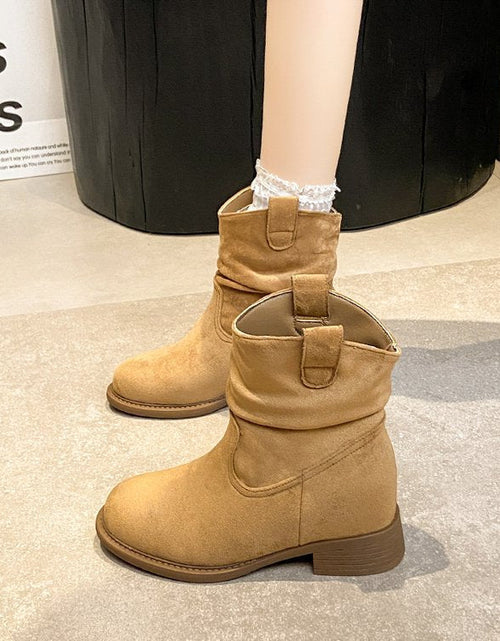 Load image into Gallery viewer, Women’s Suede Chunky Heel Slimming Ankle Boots
