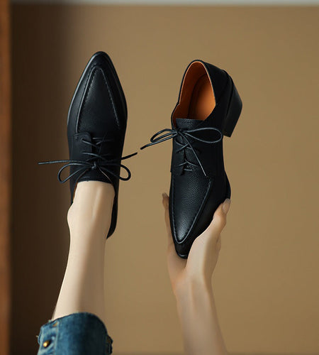 Women's Retro Strap Chunky Heel Pointed-Toe Shoes