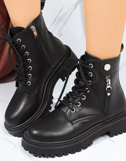 Load image into Gallery viewer, Round Toe Block Heels Boots with Mid-Heel Comfort
