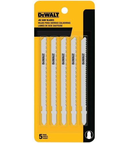 DeWalt DW3753-5 4-Inch 6 Tpi Fast Clean Cut Wood T-Shank Jig Saw Blade (5-Pack)