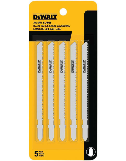 Load image into Gallery viewer, DeWalt DW3753-5 4-Inch 6 Tpi Fast Clean Cut Wood T-Shank Jig Saw Blade (5-Pack)
