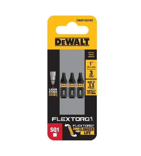 DeWalt DWAF1SQ1IR3 1In Square #1 Flextorq 3Pk