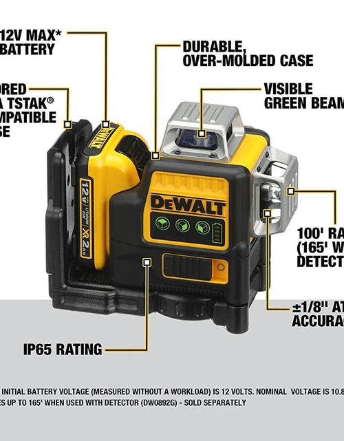 Load image into Gallery viewer, DEWALT DW089LG 12V MAX Line Laser 3 X 360 Green Yellow
