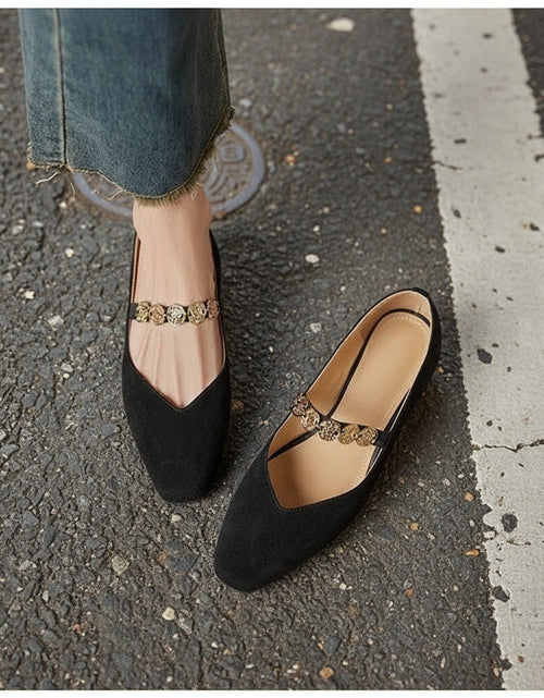 Load image into Gallery viewer, French Retro Square-Toe Suede Pumps – Women’s Low-Cut Autumn Style
