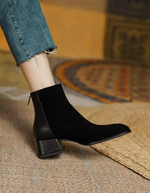 Load image into Gallery viewer, Women’s Suede Mid-Heel Martin Boots – Chic Casual Ankle Boots
