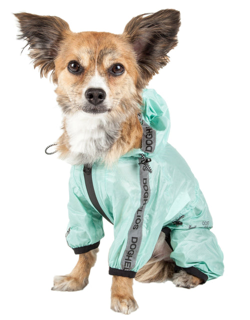 Load image into Gallery viewer, Dog Helios ® 'Torrential Shield' Waterproof and Adjustable Full Body Dog Raincoat
