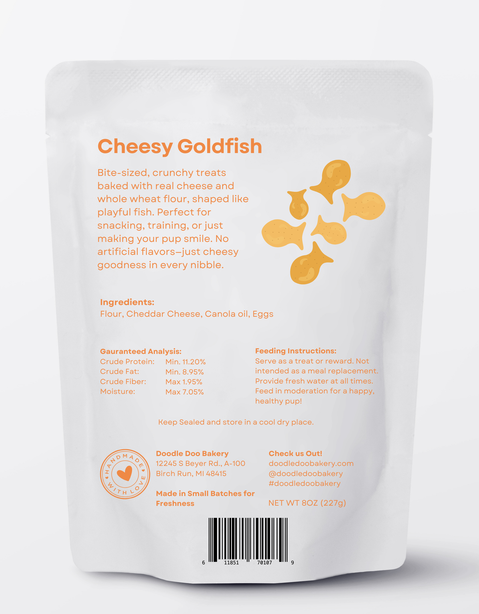Homemade Dog Treats - Cheesy Goldfish 1/2lb 🐶