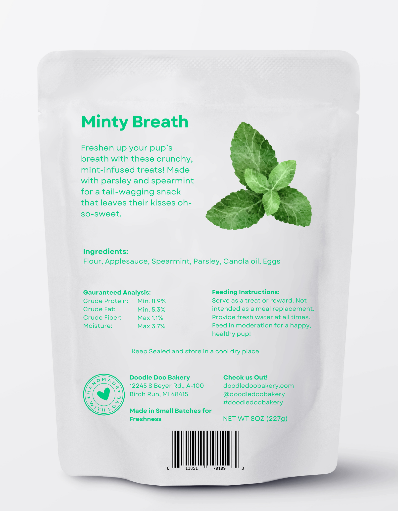 🍃Homemade Dog Treats - Minty Breath Blend Dog Snacks 1/2lb.