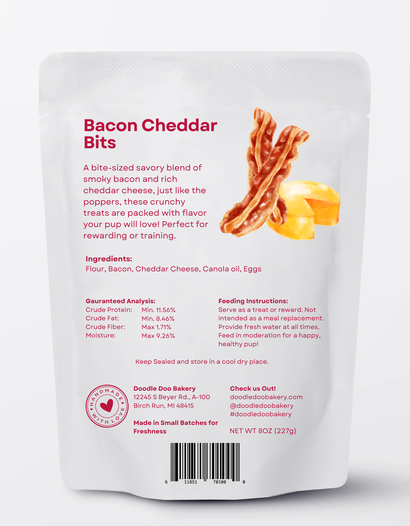 Homemade Dog Treats - 🥓 Bacon Cheddar Bits Treat 1/2lb