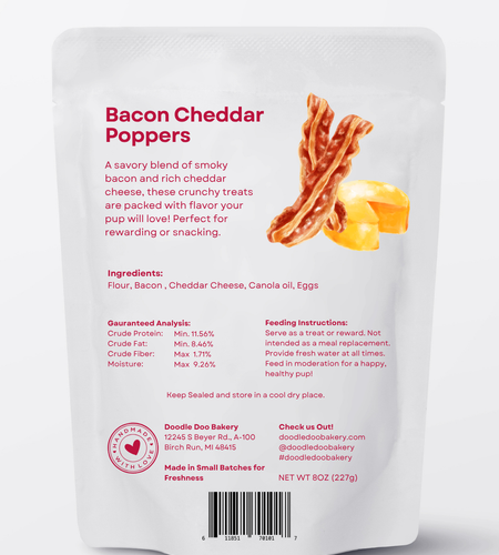 🥓 Homemade Dog Treats -  Bacon Cheddar Poppers Treat 1/2lb