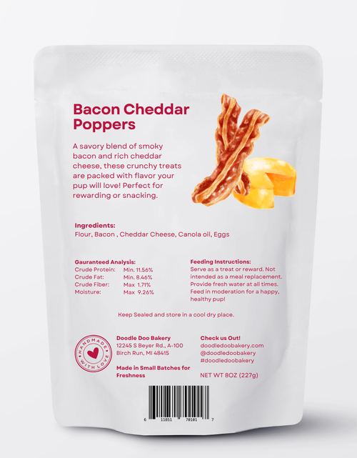 Load image into Gallery viewer, 🥓 Homemade Dog Treats -  Bacon Cheddar Poppers Treat 1/2lb
