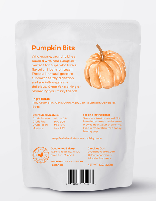 Load image into Gallery viewer, Homemade Dog Treats - 🎃 Pumpkin Bits Dog Biscuits 1/2lb

